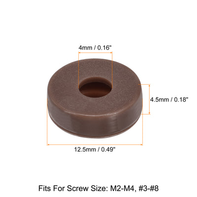 Harfington Uxcell 150Pcs 4mm Hinged Screw Cover Caps Plastic Fold Screw Snap Covers, Dark Brown