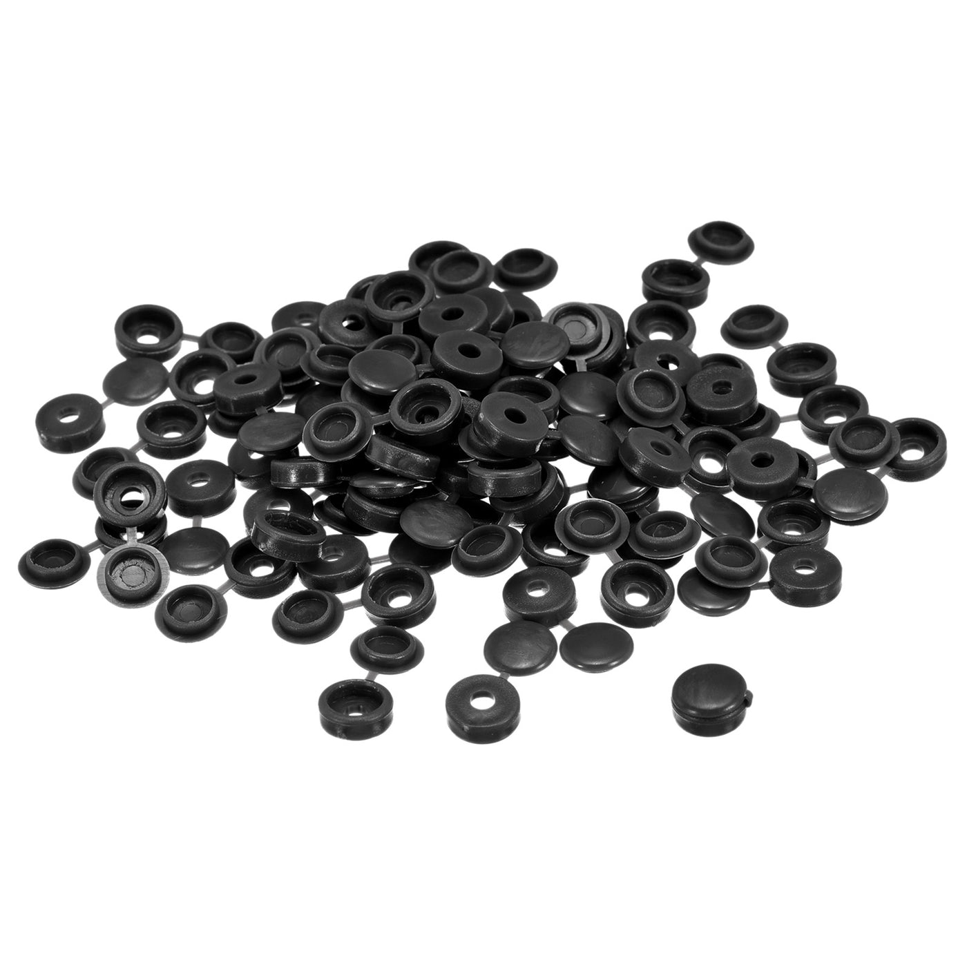 uxcell Uxcell 100Pcs 3mm Hinged Screw Cover Caps Plastic Fold Screw Snap Covers, Black