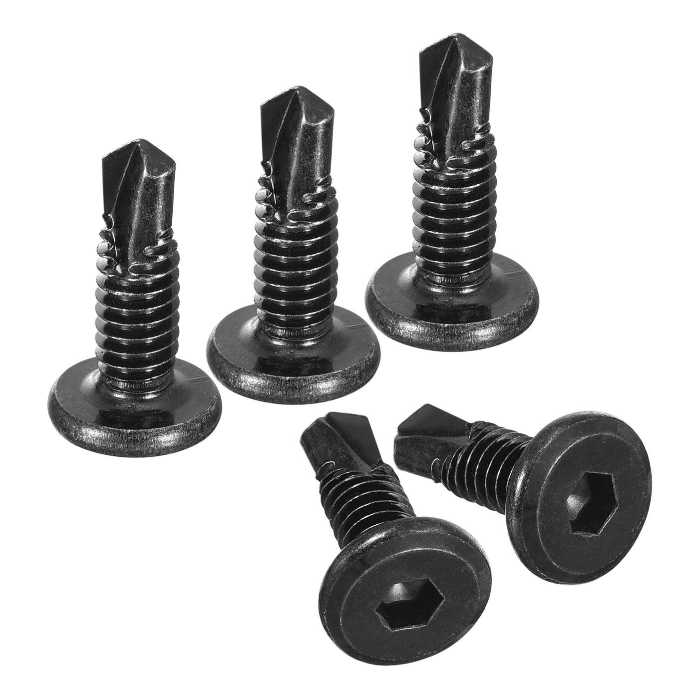 uxcell Uxcell Hex Socket Self Tapping Screws, 1/4 x 3/4" 410 Stainless Steel Sheet Metal Flat Head Drilling Screw 100pcs, Black