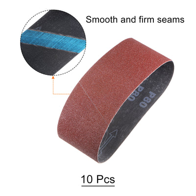 Harfington 10pcs Sanding Belts 3x18" Belt Sander Paper 80 Grit Aluminum Oxide Sandpaper