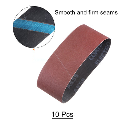 Harfington 10pcs Sanding Belts 3x18" Belt Sander Paper 180 Grit Aluminum Oxide Sandpaper