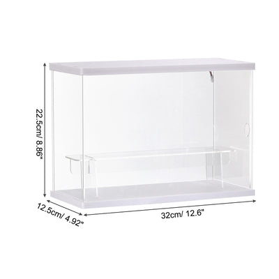 Harfington Clear Acrylic Display Case with LED Light 1 Tier Dustproof Assemble Cube Display Boxes Stand for Collectibles, Action Figures (12.6x4.92x8.86)White