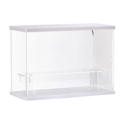 Harfington Clear Acrylic Display Case with LED Light 1 Tier Dustproof Assemble Cube Display Boxes Stand for Collectibles, Action Figures (12.6x4.92x8.86)White