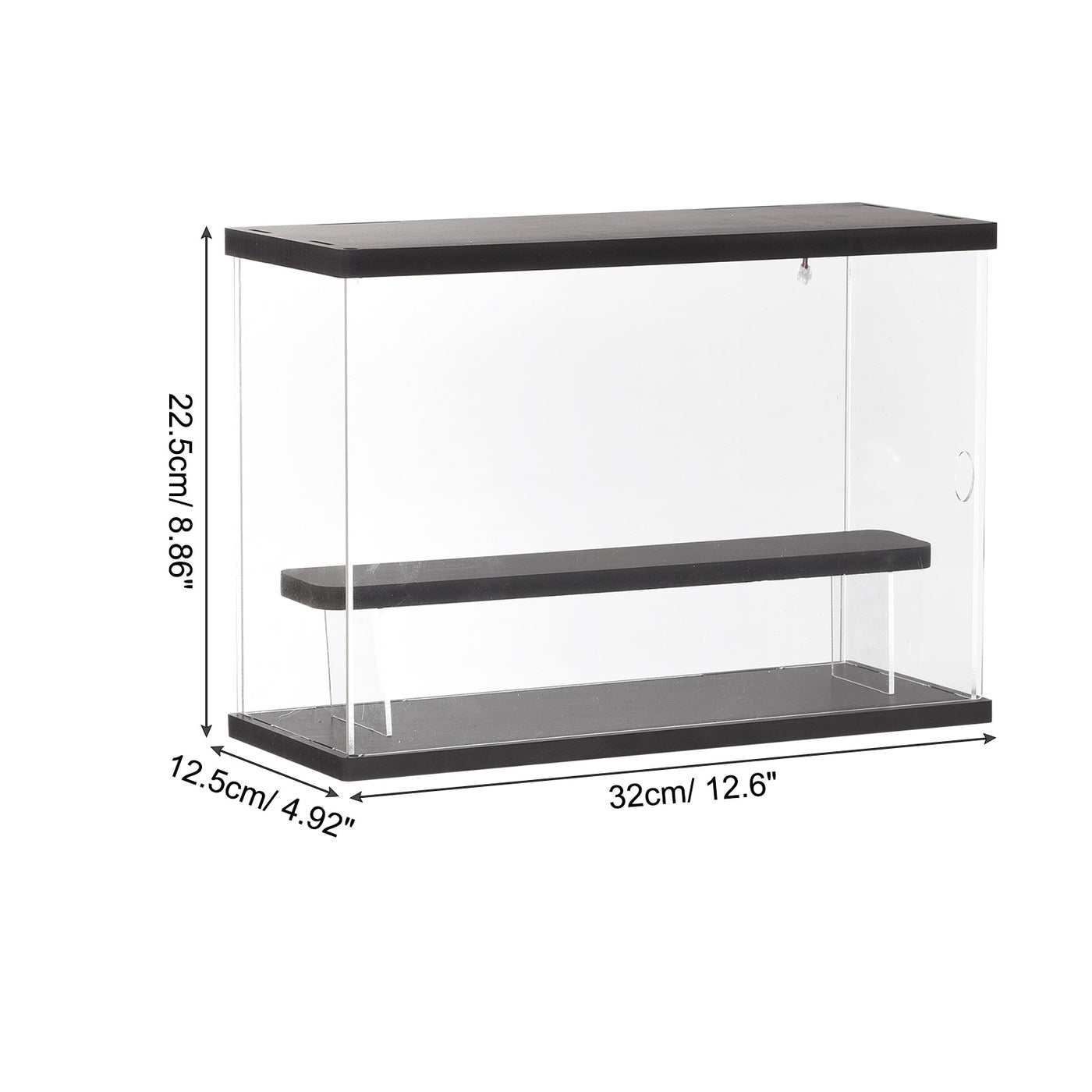 Harfington Clear Acrylic Display Case with LED Light 1 Tier Dustproof Assemble Cube Display Boxes Stand for Collectibles, Action Figures (12.6x4.92x8.86)Black