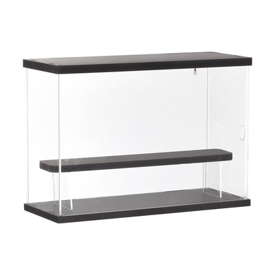 Harfington Clear Acrylic Display Case with LED Light 1 Tier Dustproof Assemble Cube Display Boxes Stand for Collectibles, Action Figures (12.6x4.92x8.86)Black