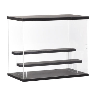 Harfington Clear Acrylic Display Case with LED Light 2 Tier Dustproof Assemble Cube Display Boxes Stand for Collectibles, Action Figures (12.6x7.09x10.43)Black