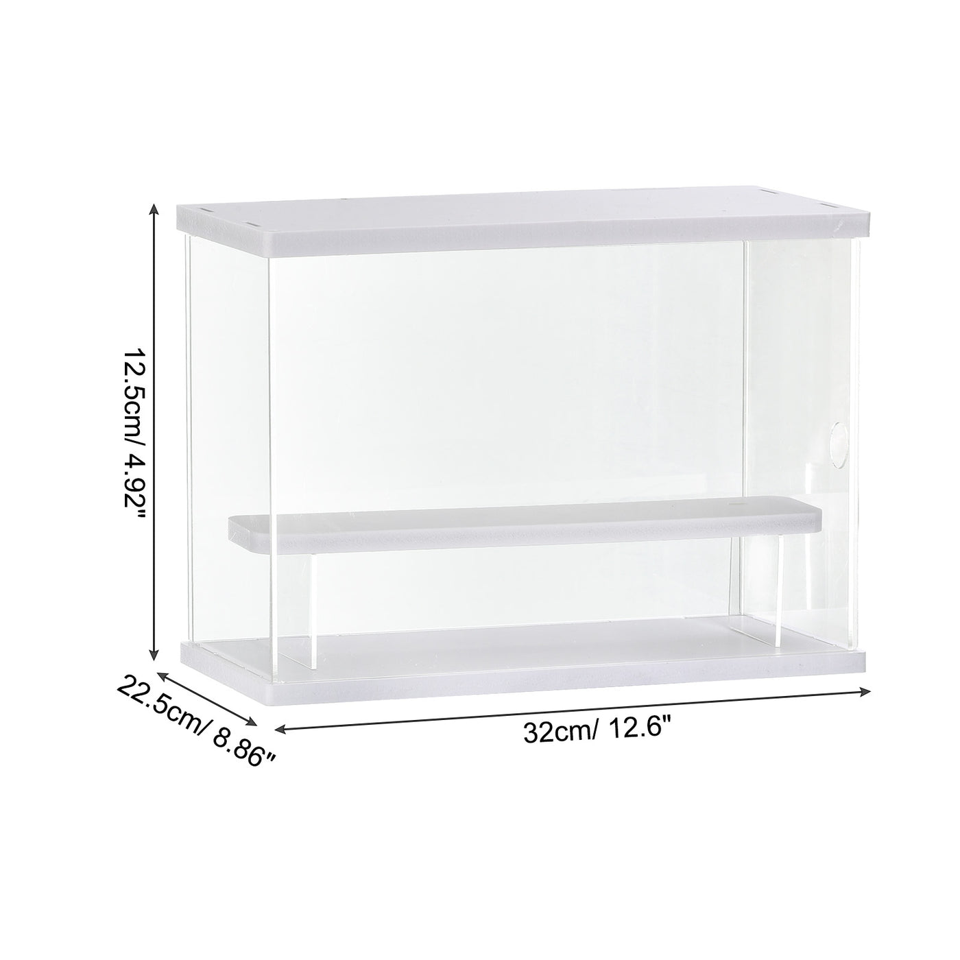 Harfington Clear Acrylic Display Case with LED Light 1 Tier Dustproof Assemble Cube Storage Boxes Stand for Collectibles, Action Figures (12.6x4.92x8.86)White