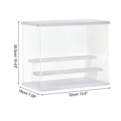 Harfington Klar Acryl Display Etui mit LED Licht 2 Tier Staubdichte Vitrine Montagewürfel Lagerboxen Stand für Sammlerstücke Aktion Figuren (12.6x7.09x10.43)Weiß