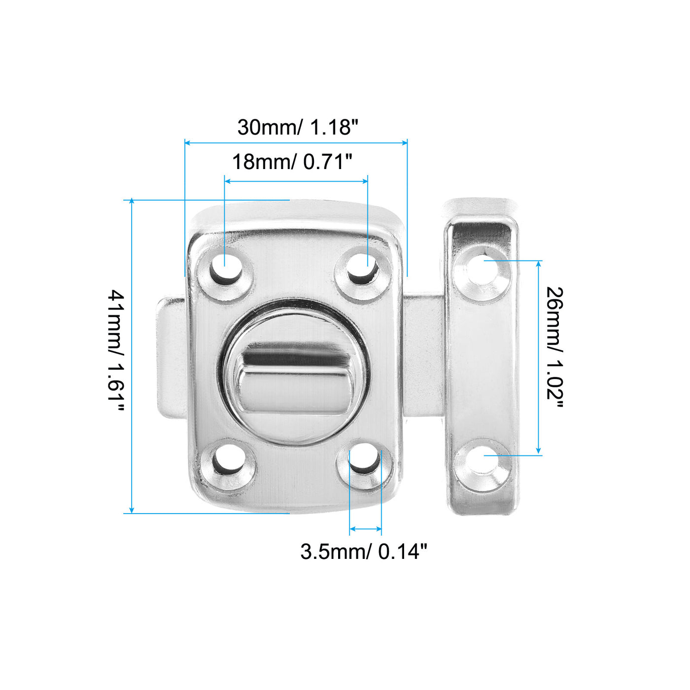 Harfington Door Swivel Bolt Latch 1.61" x 1.18", Zinc Alloy Security Door Gate Slide Lock