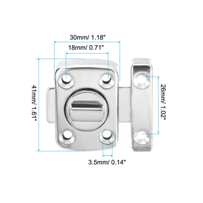 Harfington Door Swivel Bolt Latch 1.61" x 1.18", Zinc Alloy Security Door Gate Slide Lock