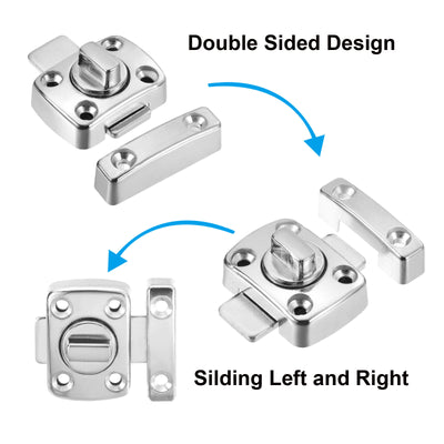 Harfington Door Swivel Bolt Latch 1.61" x 1.18", Zinc Alloy Security Door Gate Slide Lock