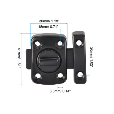 Harfington Door Swivel Bolt Latch 1.61" x 1.18", Zinc Alloy Security Door Slide Lock Black