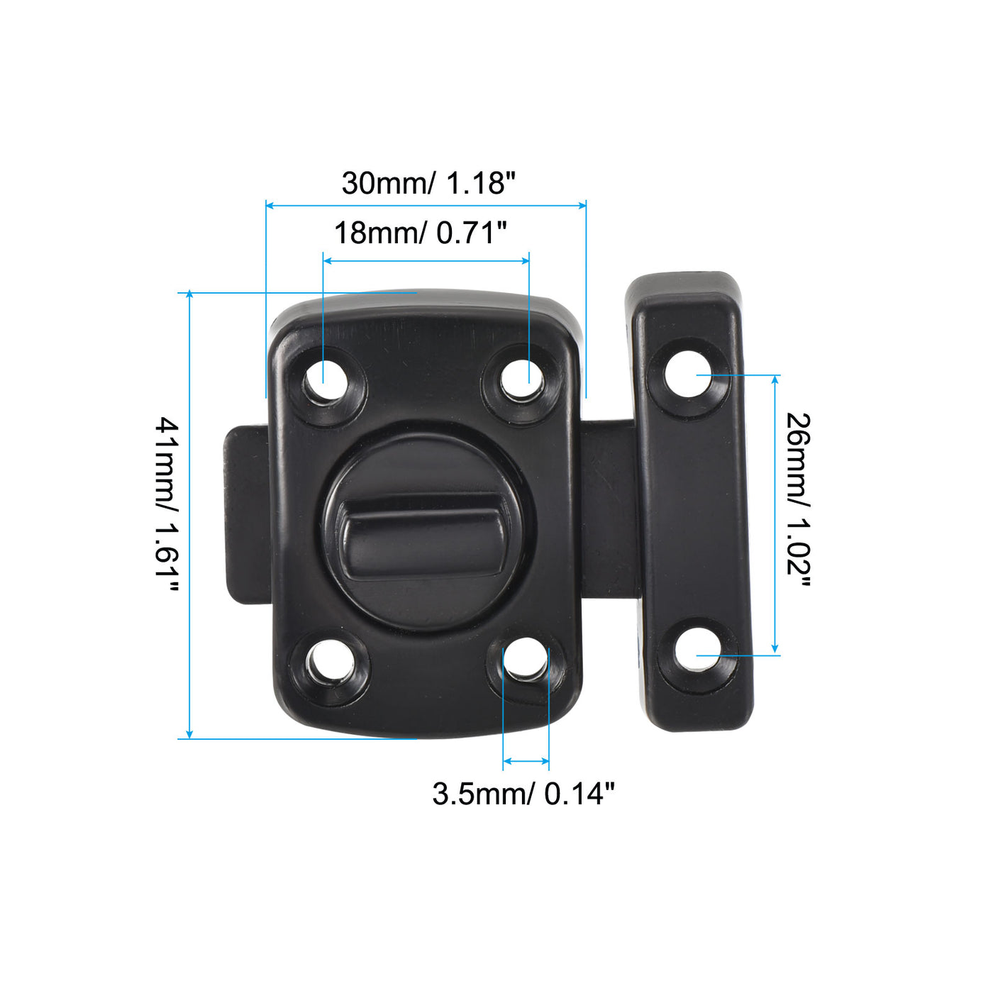 Harfington 2Pcs Door Swivel Bolt Latch 1.61" x 1.18", Zinc Alloy Security Door Lock Black