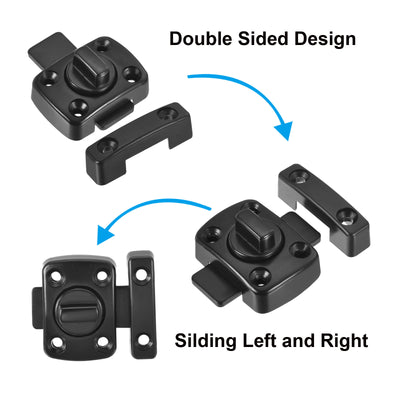 Harfington 2Pcs Door Swivel Bolt Latch 1.61" x 1.18", Zinc Alloy Security Door Lock Black