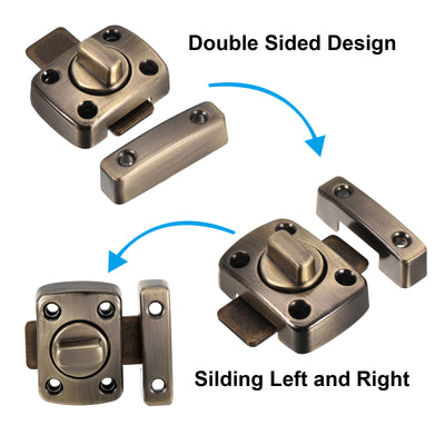 Harfington Tür Schwenkbar Riegel Schloss 1.61"x1.18" Legierung Sicherheit Tür Fenster Torschieber Schloss mit Schrauben für Schlafzimmer Kabinett Kleiderschrank Bronze