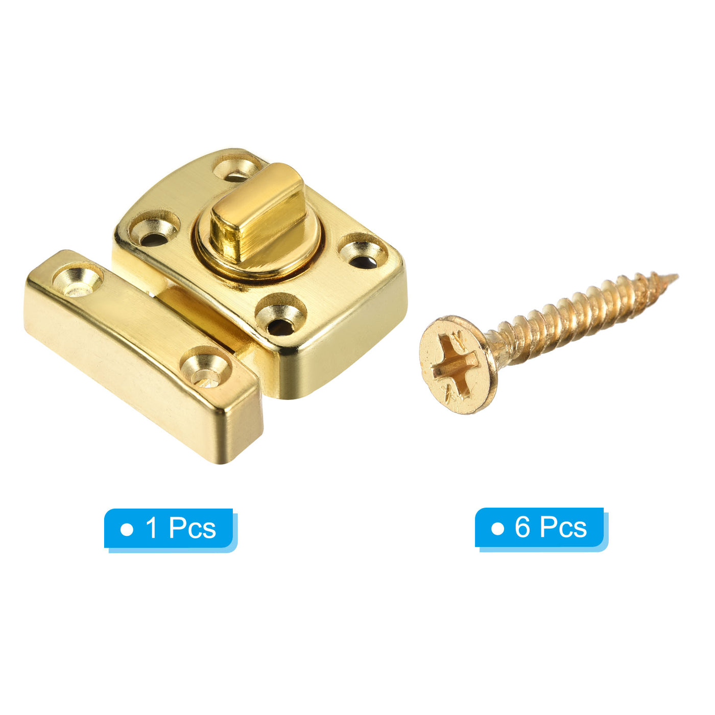 Harfington Door Swivel Bolt Latch 1.61" x 1.18", Zinc Alloy Security Door Slide Lock Gold