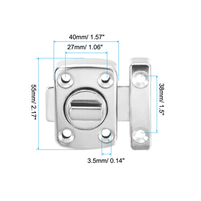 Harfington 2Pcs Door Swivel Bolt Latch 2.17" x 1.57", Zinc Alloy Security Slide Lock Silver