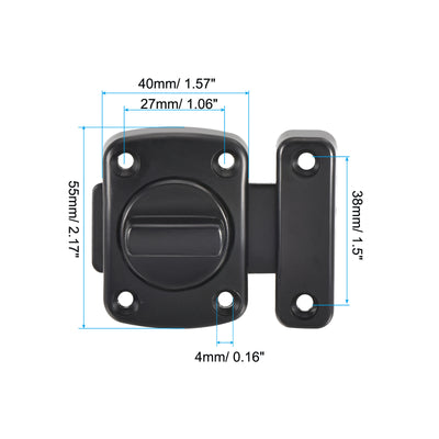 Harfington Door Swivel Bolt Latch 2.17" x 1.57", Zinc Alloy Security Door Slide Lock Black