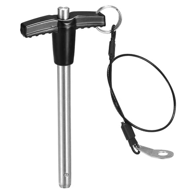 Harfington Uxcell T Handle Lock Pins, 5/16" Pin Dia. 3-5/32" Usage Length Stainless Steel Push-Button Quick Release Pin with Lanyard Cable (8mm-80mm)