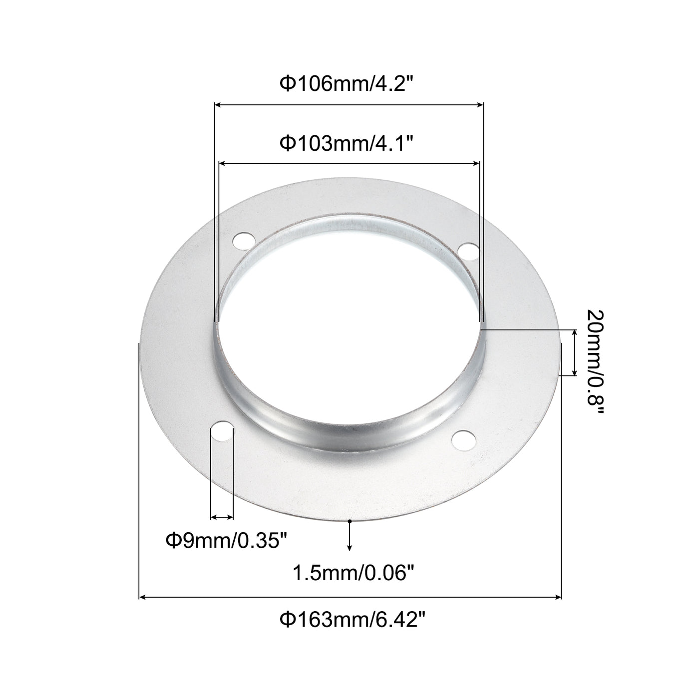 Harfington 4" Kanalanschluss Flansch 2 Packung Metall Gerade Rohrleitung Abluft Flansch Kanal Montage Platte für Heizung Kühlung Lüftung HVAC System Verzinkter Stahl