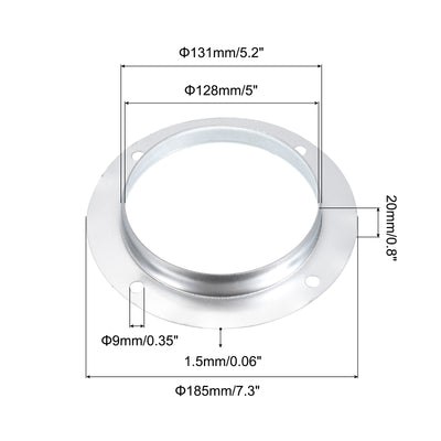 Harfington 5" Duct Connector Flange, Metal Straight Pipe Exhaust Flange Duct Mounting Plate for Heating Cooling Ventilation HVAC System, Galvanized Steel