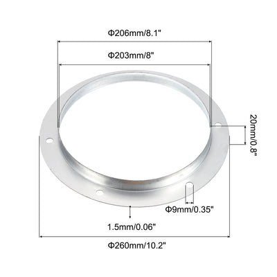 Harfington 8" Duct Connector Flange, Metal Straight Pipe Exhaust Flange Duct Mounting Plate for Heating Cooling Ventilation HVAC System, Galvanized Steel