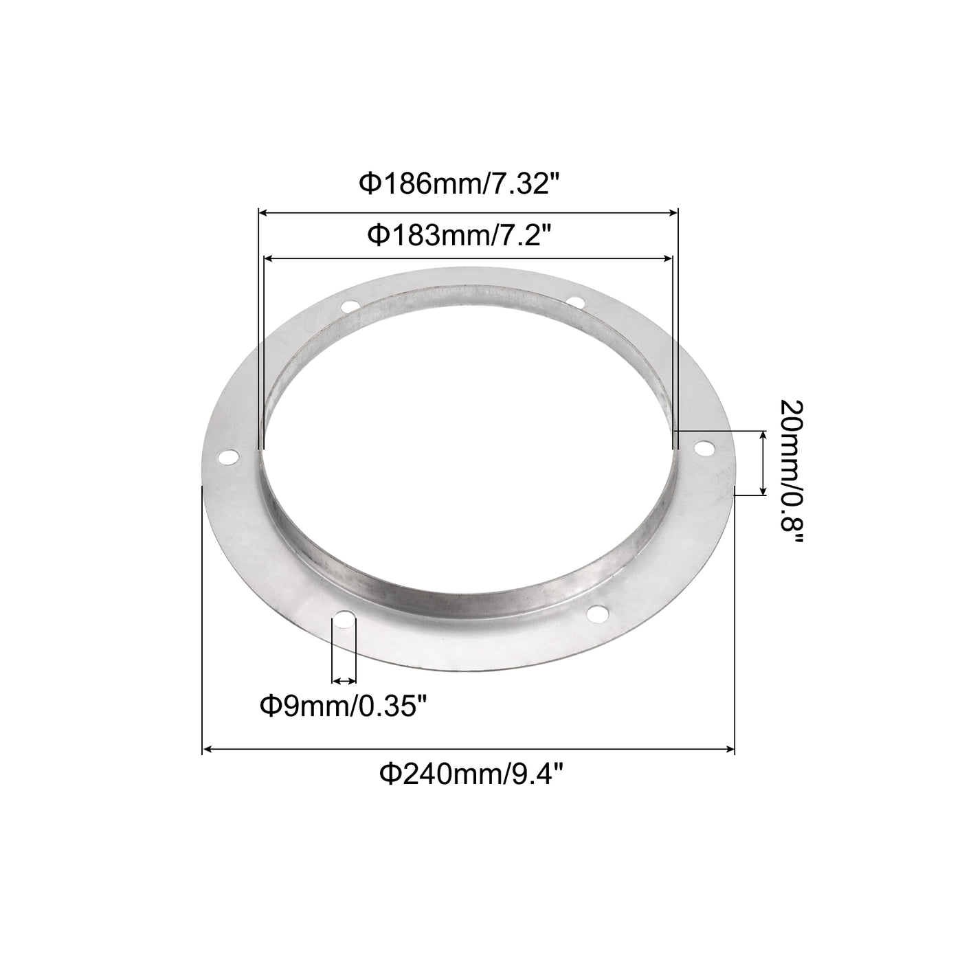 Harfington 7" Duct Connector Flange, Straight Pipe Exhaust Flange Stainless Steel Duct Mounting Plate for Heating Cooling HVAC Ventilation