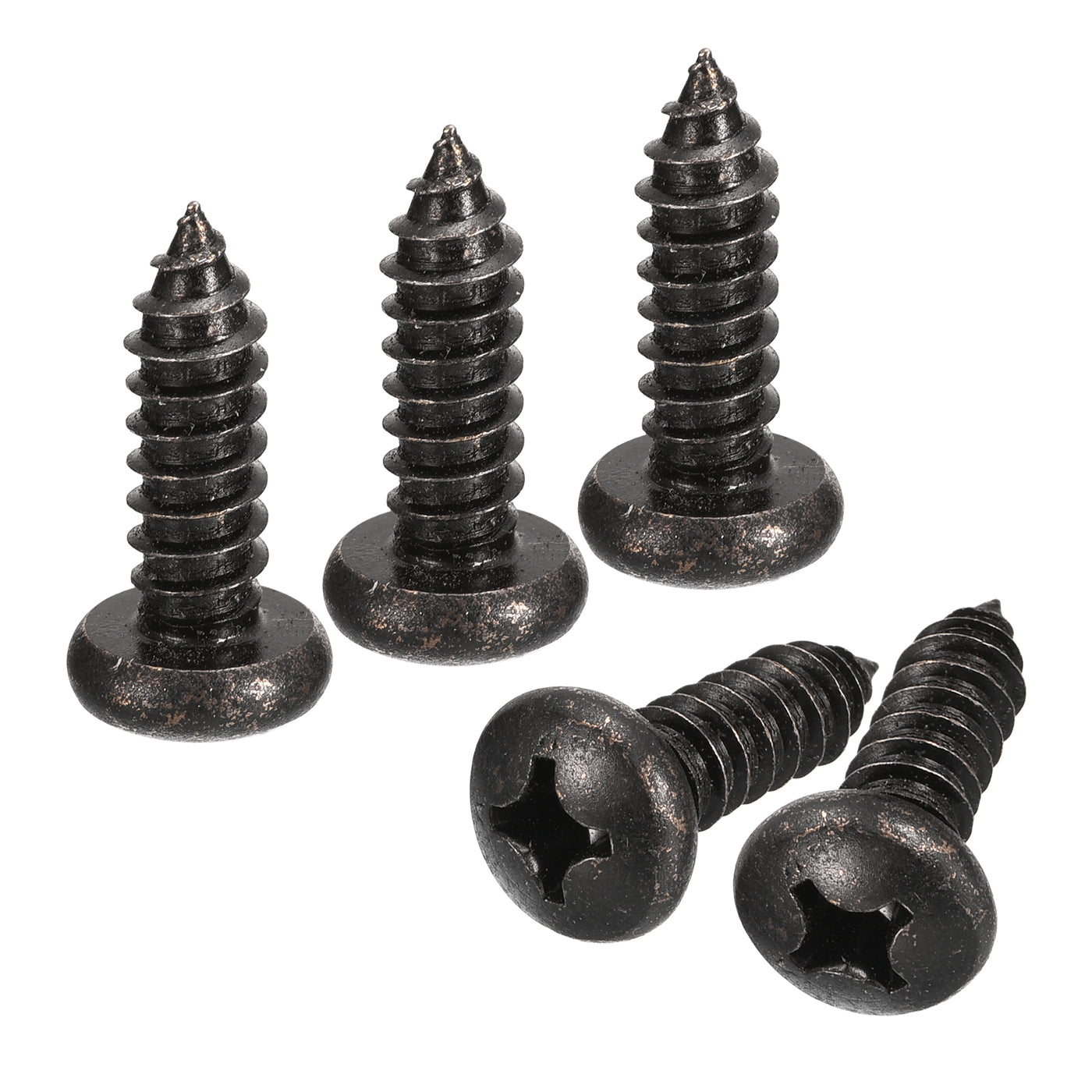 uxcell Uxcell #12 x 3/4" Phillips Pan Head Self-tapping Screw, 25pcs - 304 Stainless Steel Round Head Wood Screw Full Thread (Black)