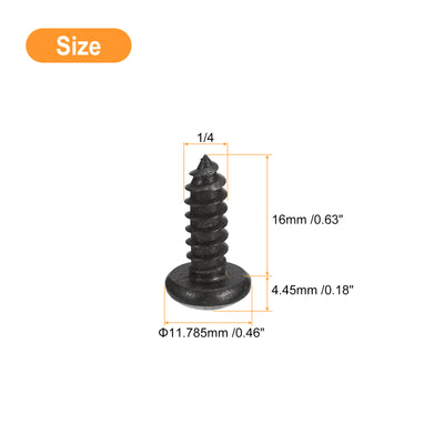 Harfington Uxcell 1/4 x 5/8" Phillips Pan Head Self-tapping Screw, 25pcs - 304 Stainless Steel Round Head Wood Screw Full Thread (Black)