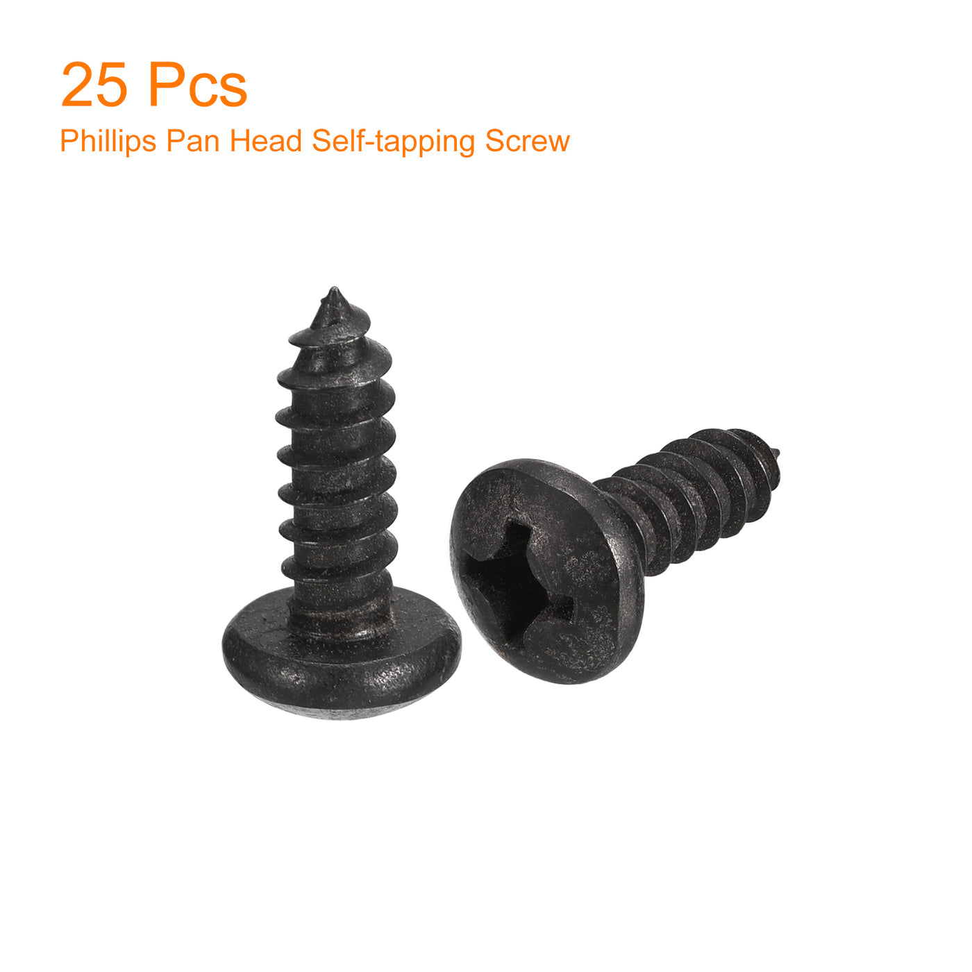 uxcell Uxcell 1/4 x 5/8" Phillips Pan Head Self-tapping Screw, 25pcs - 304 Stainless Steel Round Head Wood Screw Full Thread (Black)