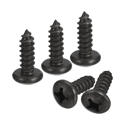 uxcell Uxcell 1/4 x 5/8" Phillips Pan Head Self-tapping Screw, 25pcs - 304 Stainless Steel Round Head Wood Screw Full Thread (Black)