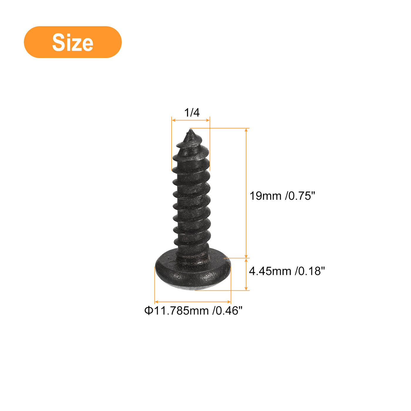 uxcell Uxcell 1/4 x 3/4" Phillips Pan Head Self-tapping Screw, 25pcs - 304 Stainless Steel Round Head Wood Screw Full Thread (Black)