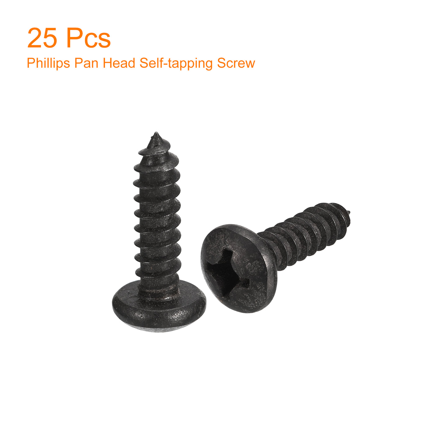 uxcell Uxcell 1/4 x 3/4" Phillips Pan Head Self-tapping Screw, 25pcs - 304 Stainless Steel Round Head Wood Screw Full Thread (Black)