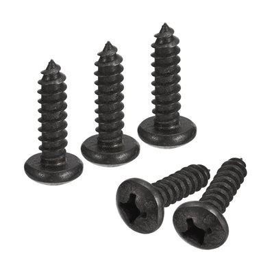 uxcell Uxcell 1/4 x 3/4" Phillips Pan Head Self-tapping Screw, 25pcs - 304 Stainless Steel Round Head Wood Screw Full Thread (Black)