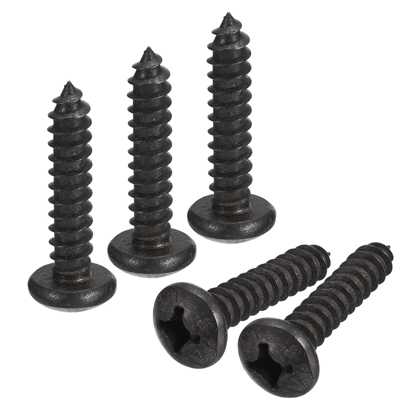 uxcell Uxcell 1/4 x 1" Phillips Pan Head Self-tapping Screw, 25pcs - 304 Stainless Steel Round Head Wood Screw Full Thread (Black)