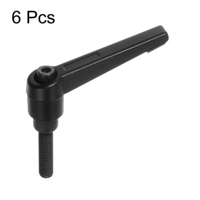 Harfington 6pcs M6 x 20mm Threaded Stud Adjustable Clamping Lever Handle Bolt Knob Black