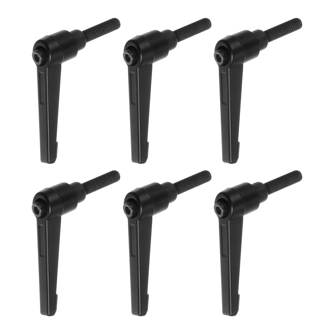 Harfington 6pcs M6 x 20mm Threaded Stud Adjustable Clamping Lever Handle Bolt Knob Black