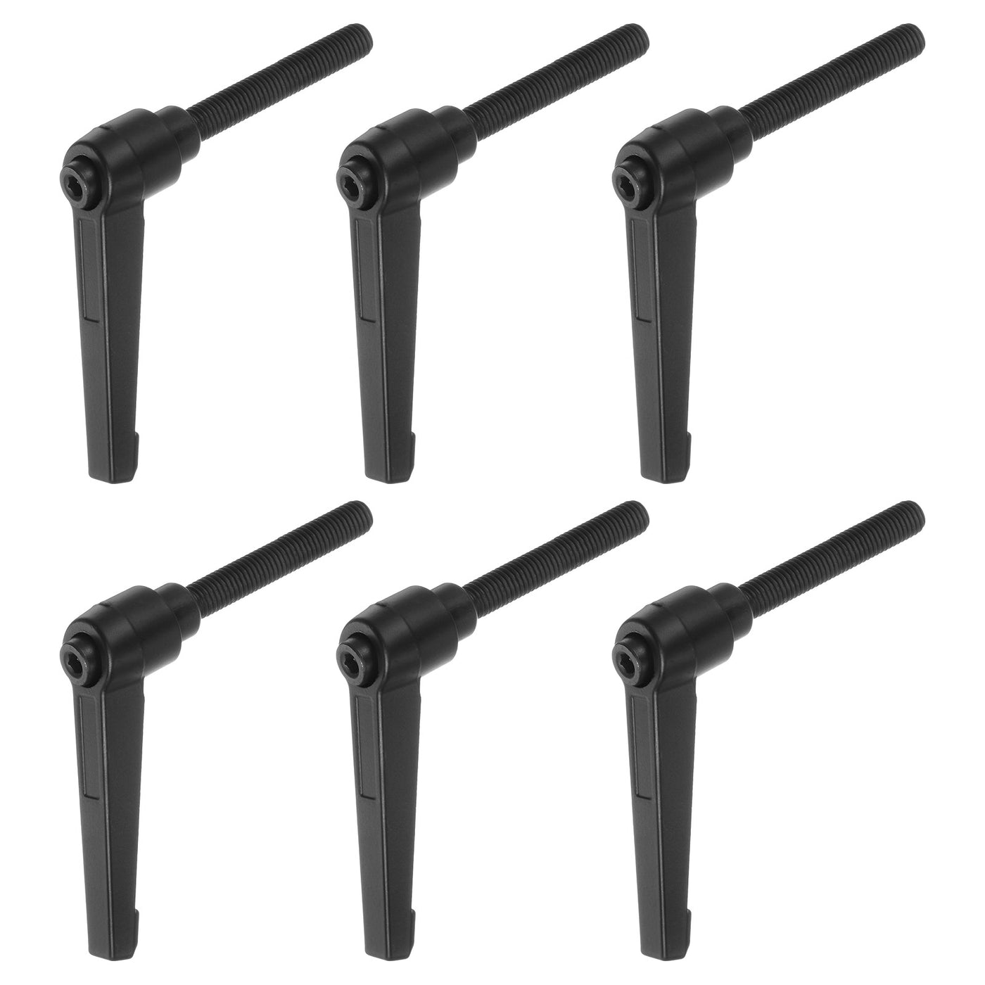 Harfington 6pcs M8 x 60mm Threaded Stud Adjustable Clamping Lever Handle Bolt Knob Black