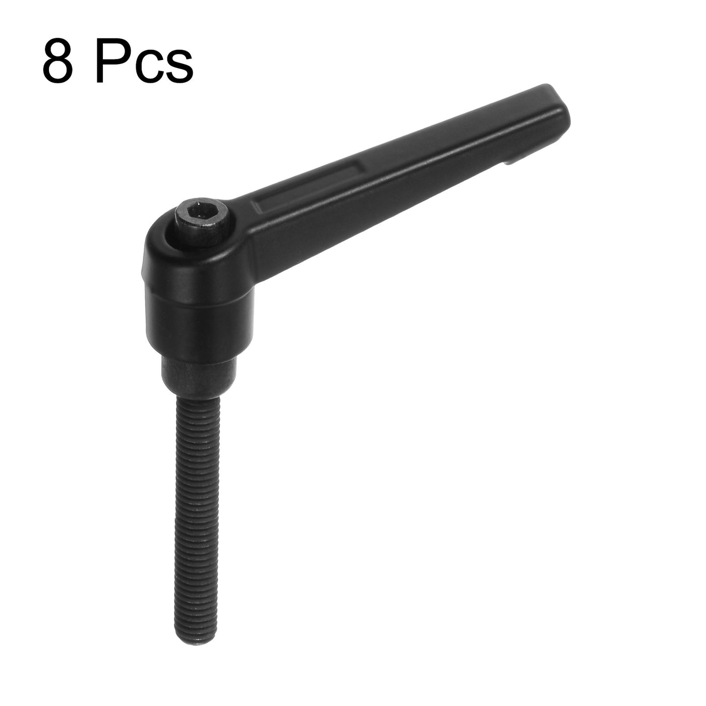 Harfington 8pcs M6 x 50mm Threaded Stud Adjustable Clamping Lever Handle Bolt Knob Black