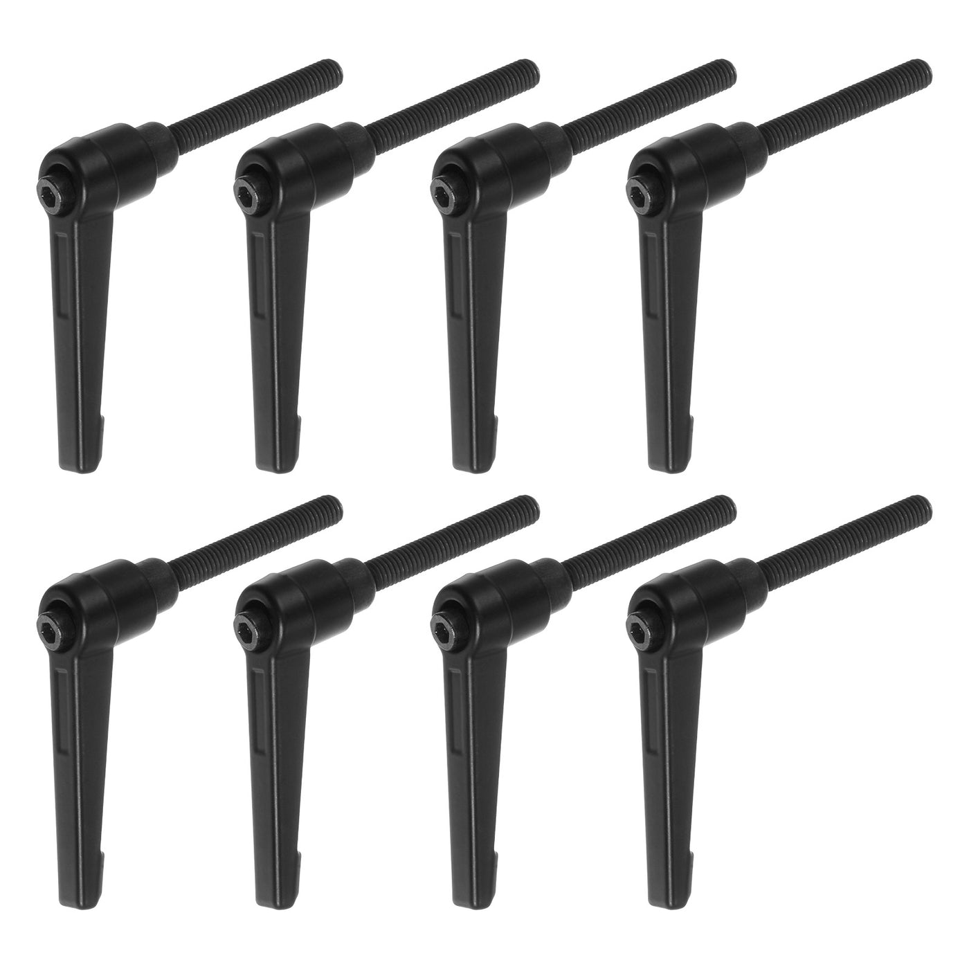 Harfington 8pcs M6 x 50mm Threaded Stud Adjustable Clamping Lever Handle Bolt Knob Black