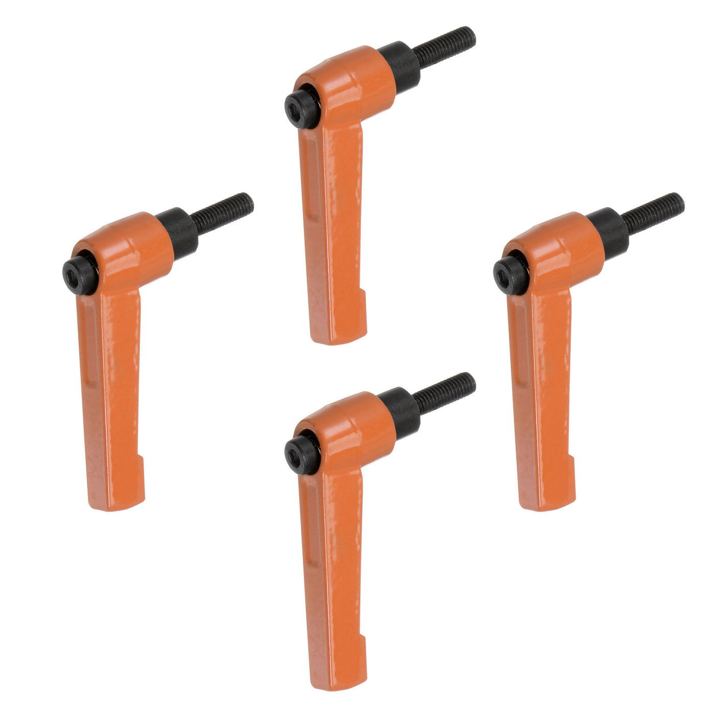 Harfington 4pcs M8 x 50mm Threaded Stud Adjustable Clamping Lever Handle Bolt Knob Orange