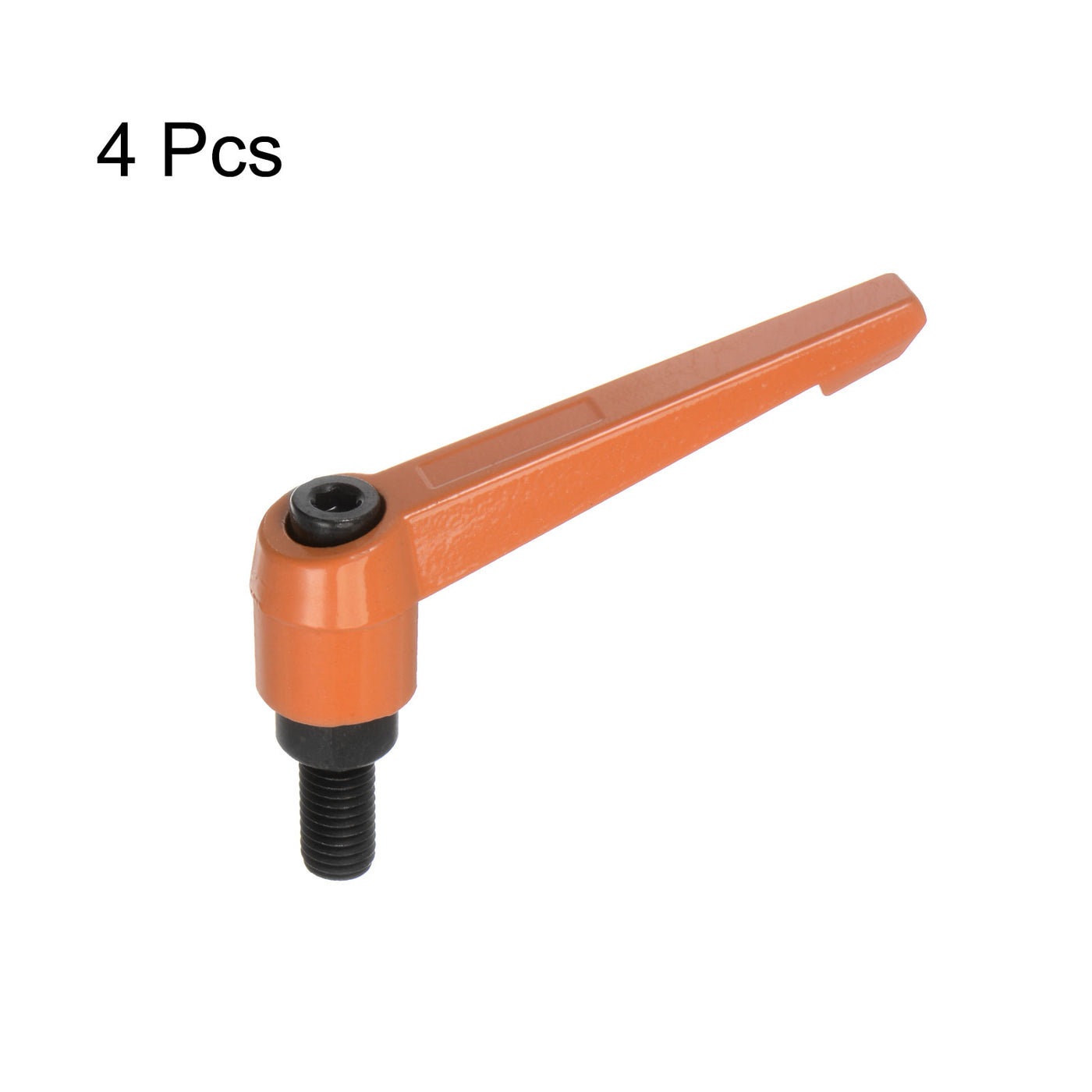 Harfington 4pcs M10 x 20mm Threaded Stud Adjustable Clamping Lever Handle Bolt Knob Orange