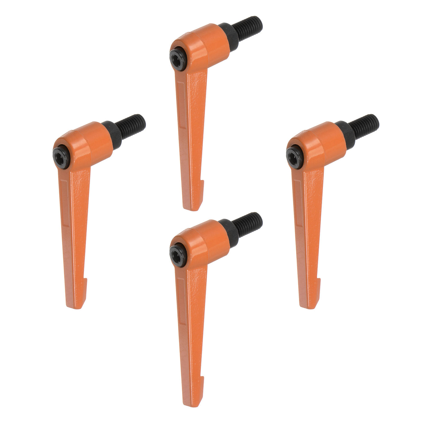 Harfington 4pcs M10 x 20mm Threaded Stud Adjustable Clamping Lever Handle Bolt Knob Orange