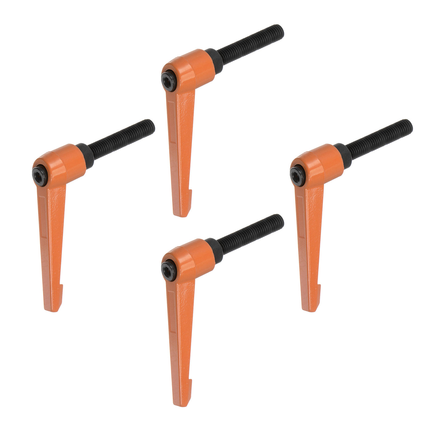 Harfington 4pcs M10 x 40mm Threaded Stud Adjustable Clamping Lever Handle Bolt Knob Orange