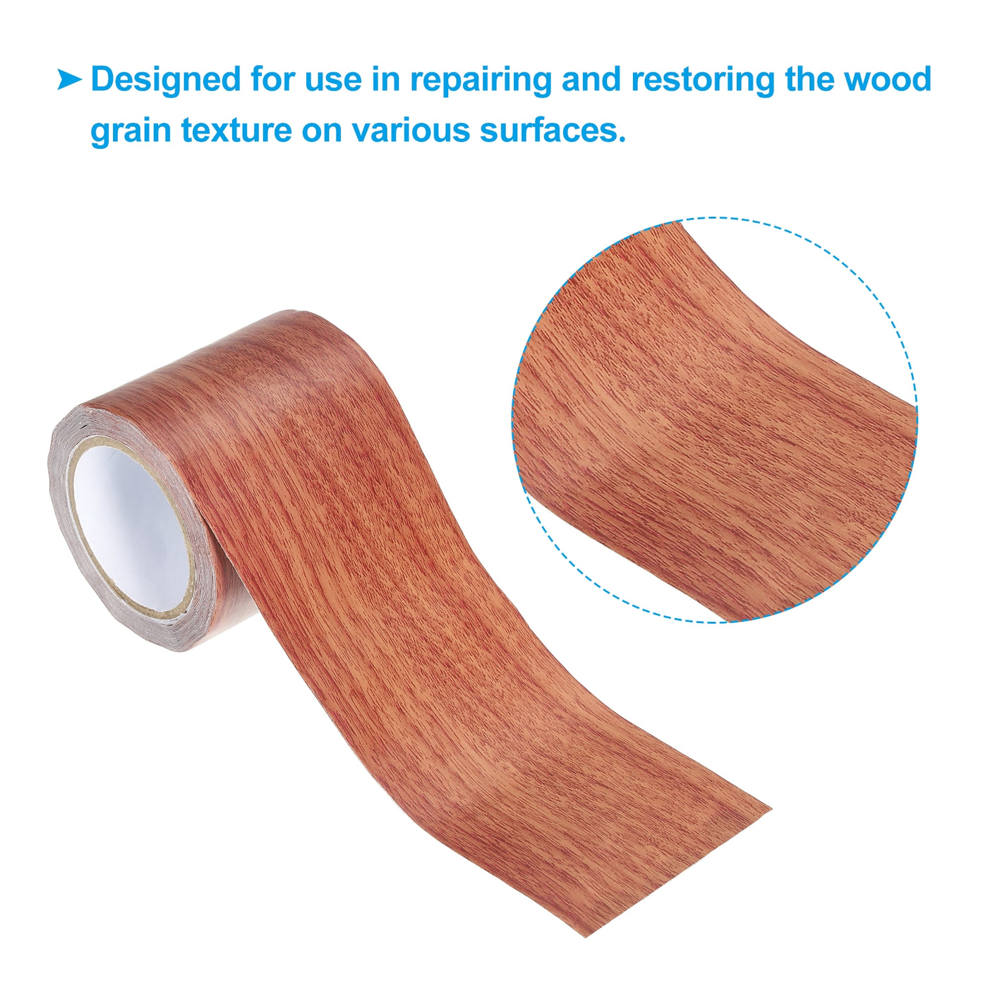 Harfington Wood Grain Repair Tape 2.2"X15', Self Adhesive Realistic Patch, Red Oak