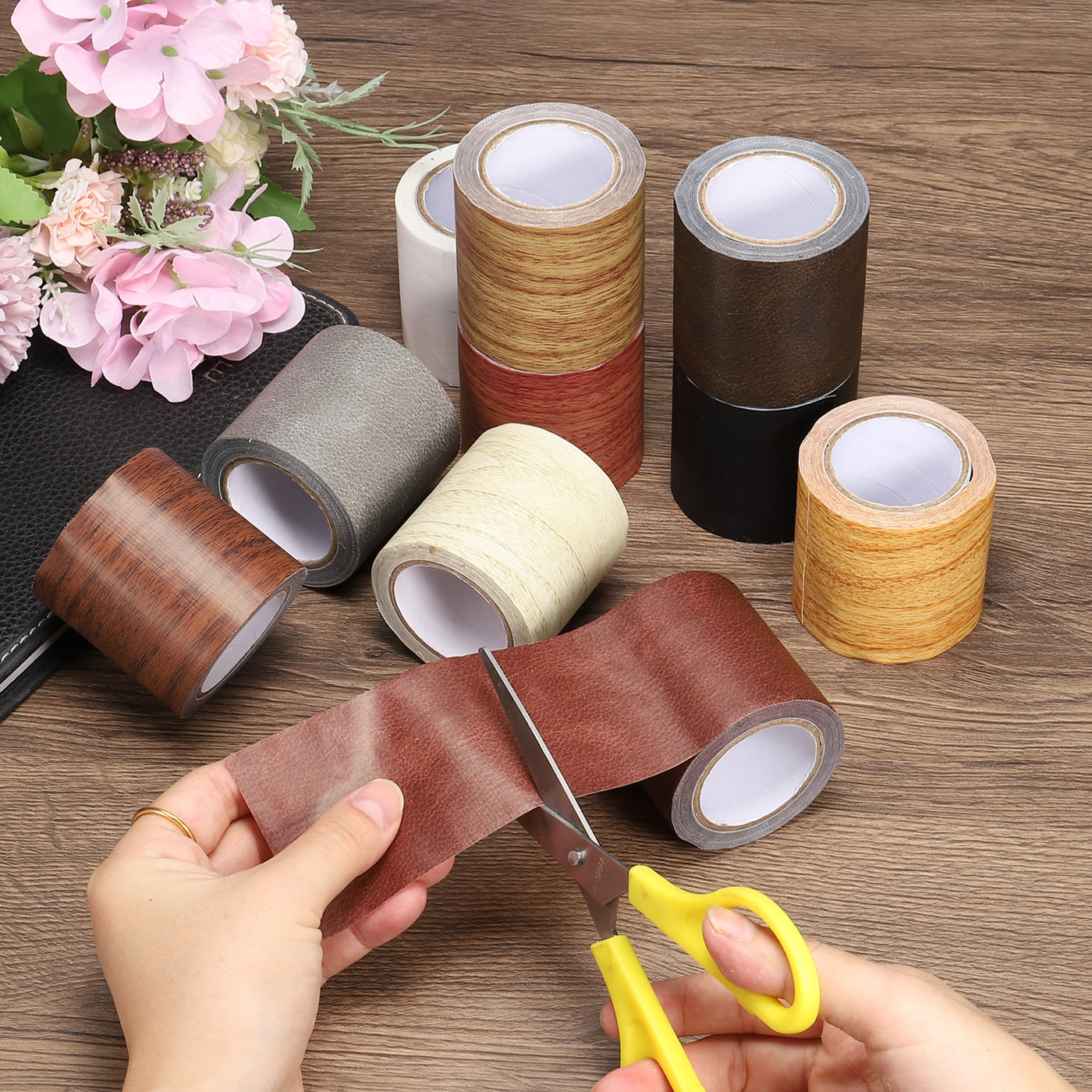 Harfington Leather Repair Tape 2.2"X30', Self Adhesive Realistic Leather Patch, Red