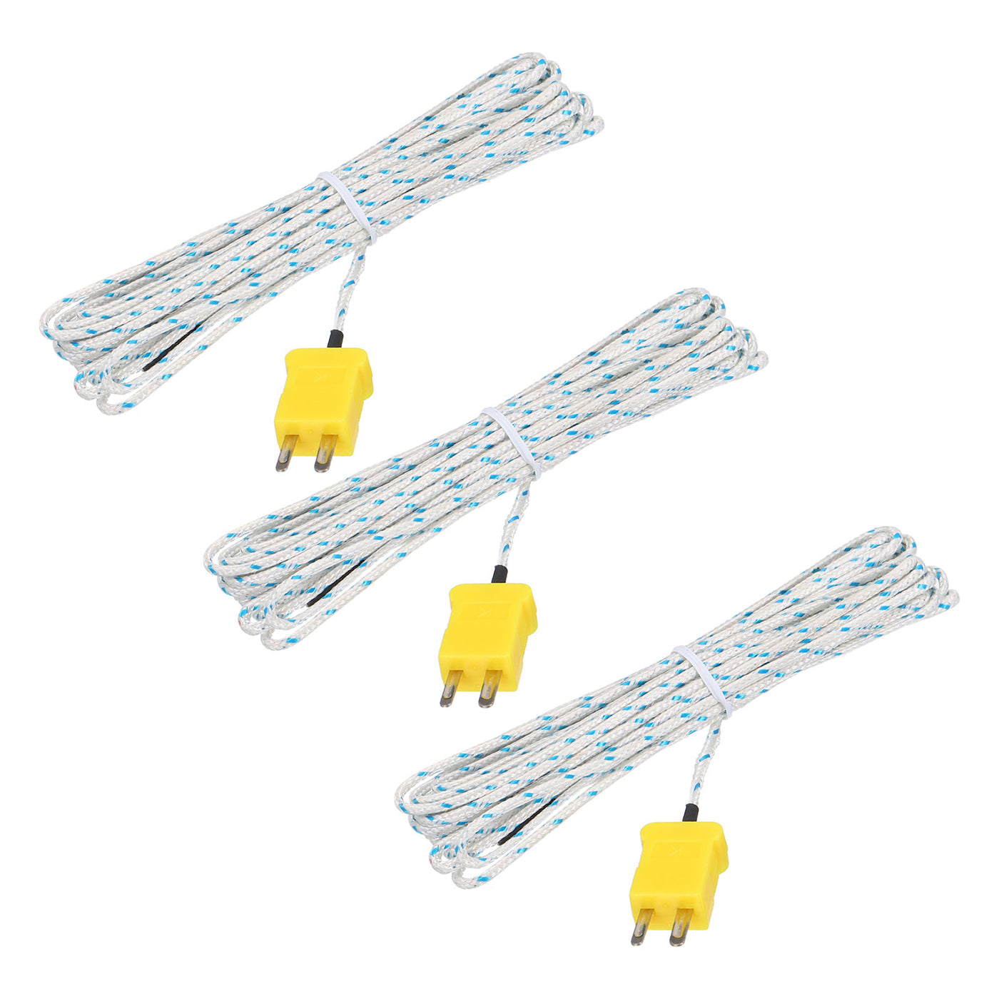 Harfington 3pcs K Type Thermocouple Mini Connector Temperature Sensor Probes Fiberglass 16ft -50 to 400°C(-58 to 752°F)