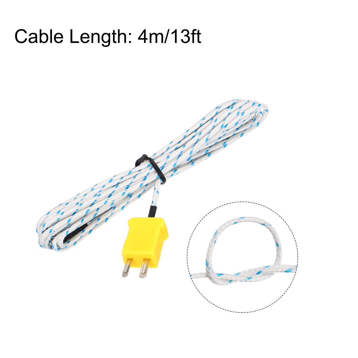 Harfington 3pcs K Type Thermocouple Mini Connector Temperature Sensor Probes Fiberglass 10ft -50 to 400°C(-58 to 752°F)