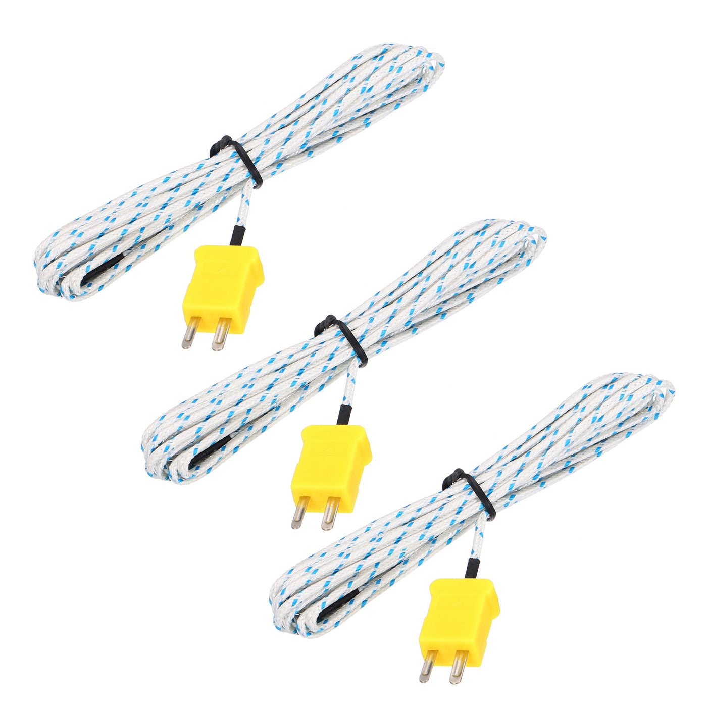 Harfington 3pcs K Type Thermocouple Mini Connector Temperature Sensor Probes Fiberglass 10ft -50 to 400°C(-58 to 752°F)