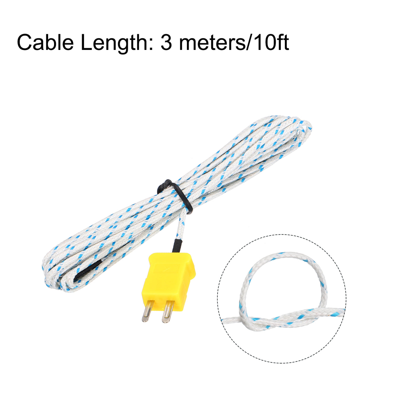 Harfington 15pcs K Type Thermocouple Mini Connector Temperature Sensor Probes Fiberglass 10ft -50 to 400°C(-58 to 752°F)